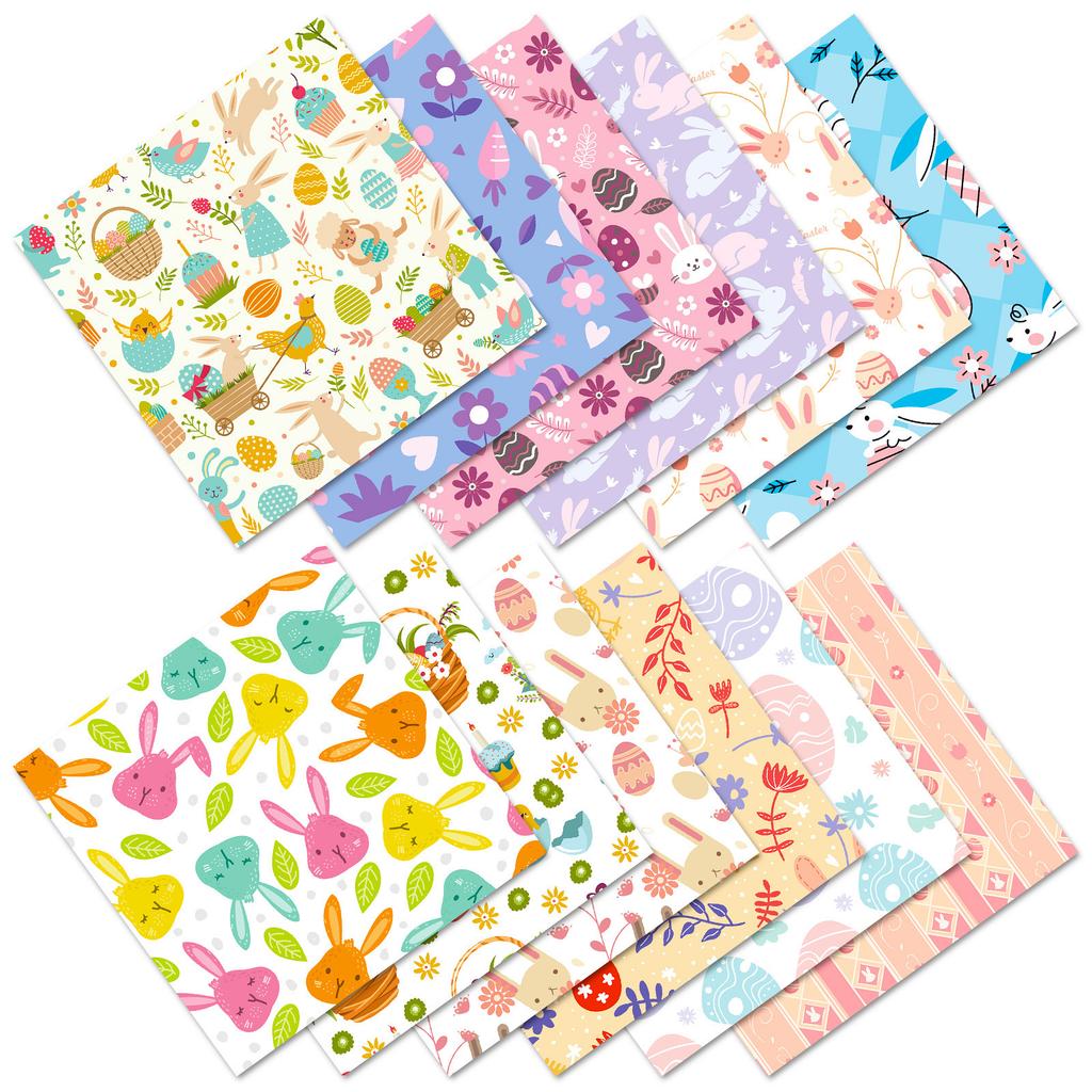 12 Sheets/Pack Easter Egg Rabbit Decorative Hand Account Personalized Diy Background Material Paper