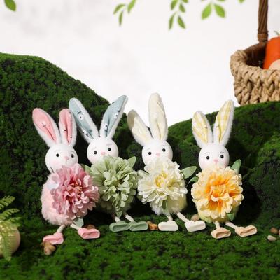 Photo Props Soft Easter Rabbit Pendant Cute Animal Bunny Ornaments Colorful Rabbit Figurine Festival Party
