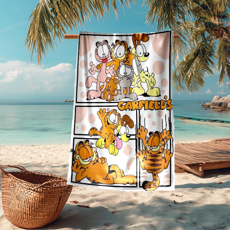 Ultra-Soft Beach Towel with Garfield Theme,Ideal for Pool - Camping, Diving - Perfect Travel Essential, Vibrant Beach Towel.
