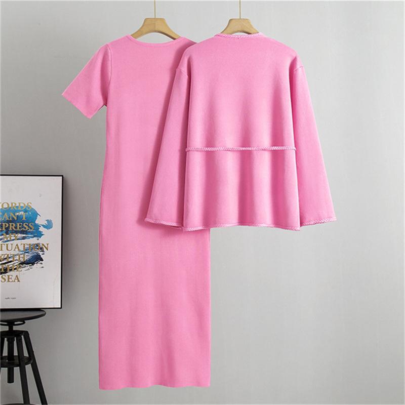 Women'S Dresses Spring And Autumn Set Casual Loose Fashion Cardigan Sweater Long Skirt Two Piece Set