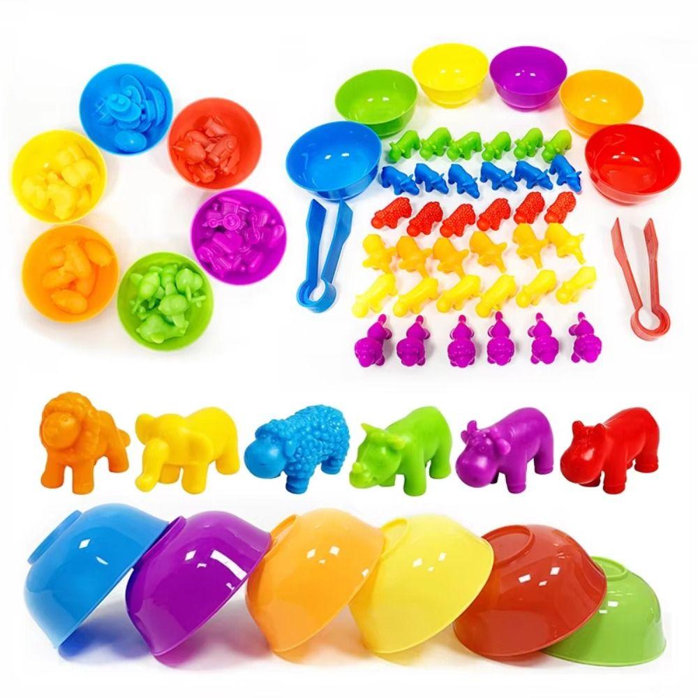 Counting Sorting Game Animal Puzzle Toy Educational Color Sorting Bowl Toy  Children'S Gift