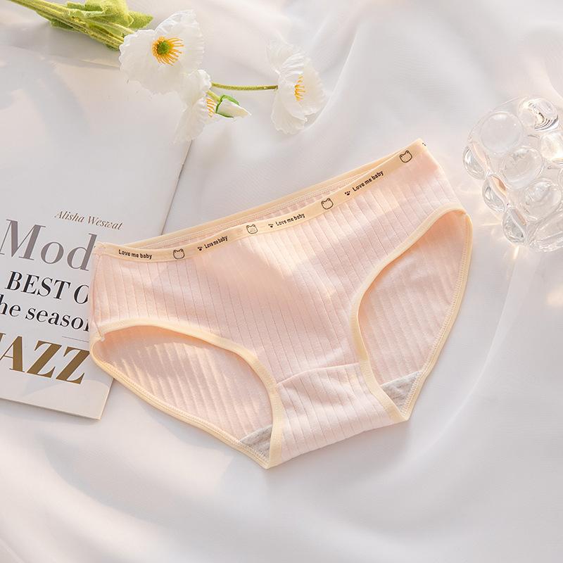 5PCS Women's Briefs Cotton Panty Cute Medium Waist Underwear  Underpant Cute Teenage Girls Triangle Pant