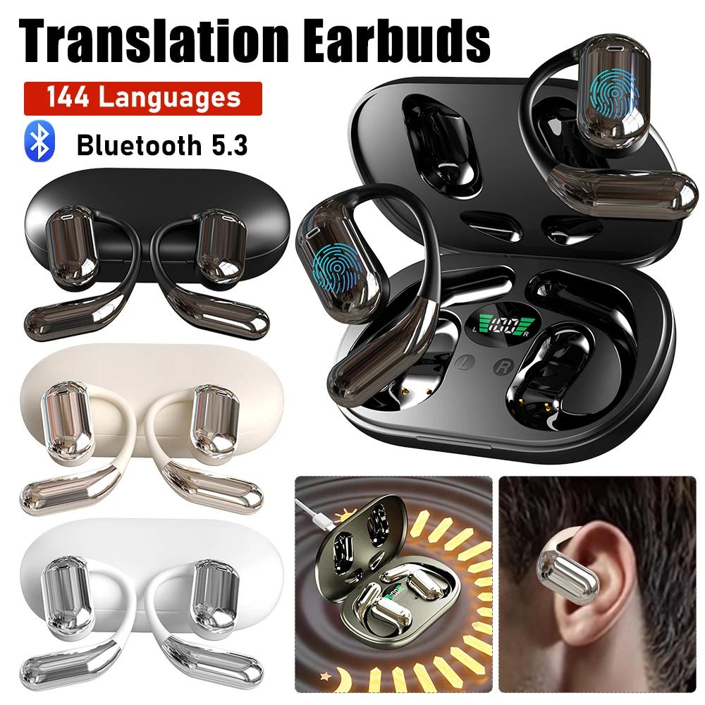 Wireless BT Translation Earbuds Real Time 3-in-1 Language Translator Earbuds Translation Headphones for Travel Business Learning