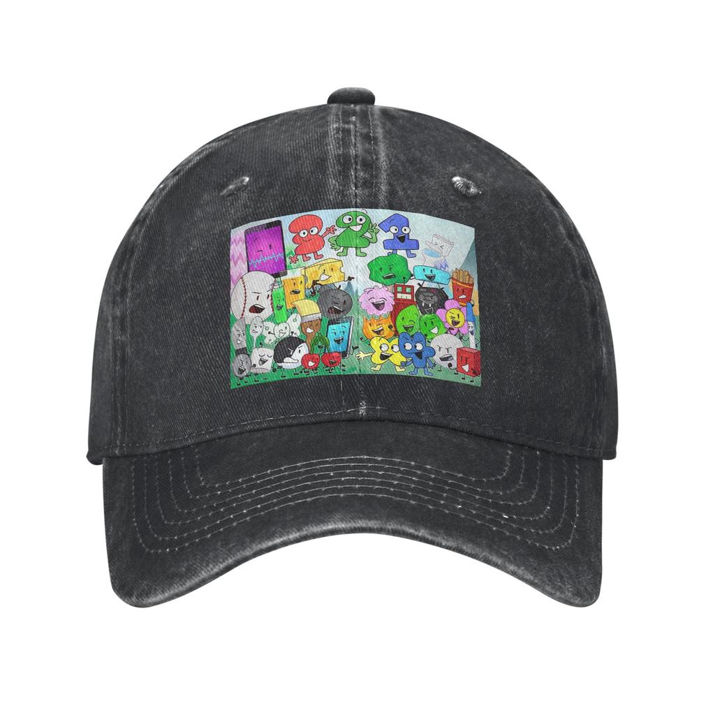 BFDI Inanimate Battle for Dream Island Anime Denim Fabric Cap Casual Baseball Caps Adjustable Hat Summer Unisex Baseball Hats
