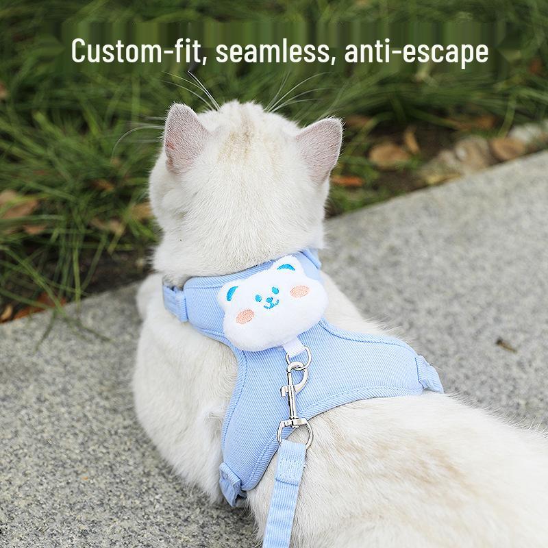 Adjustable Cat Leash & Harness - Cute Kitten Outdoor Walking Rope for Small Dogs