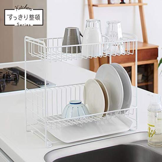 Tenma Drainer with Plenty of Storage Kitchen Slim Drainer 40 X 22 X 38 Cm Rust-resistant Design, Slim, Two-tiered Space, Storage, Two-tier (with 2-way