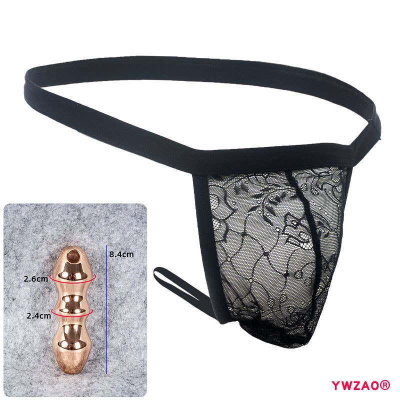 YWZAO Tapón Anal Insertable Ropa Interior Masculina Tanga Encaje Negro N12