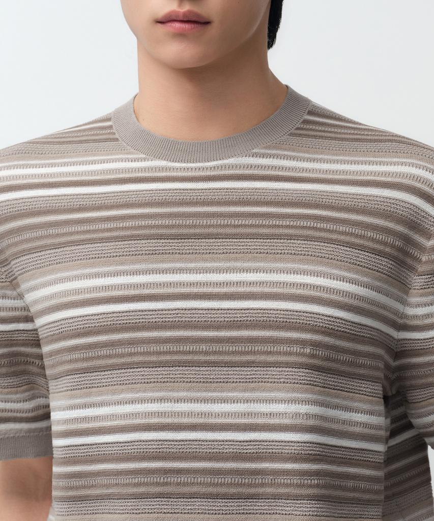 MUSINSA STANDARD Multi-Stripe Short-Sleeve Knit [Mushroom]