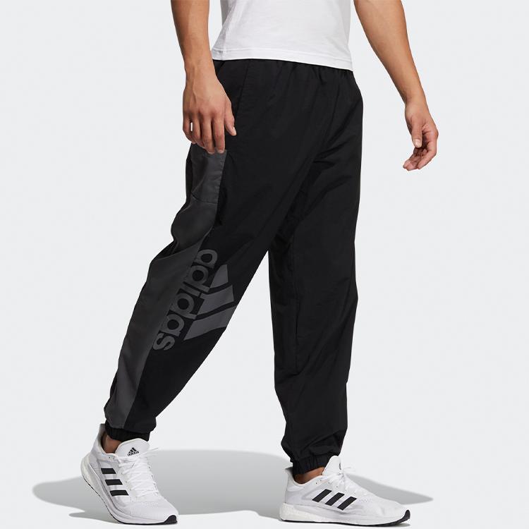 adidas Logo Print Spliced Jogger Pants Men Bottoms Black GN0784