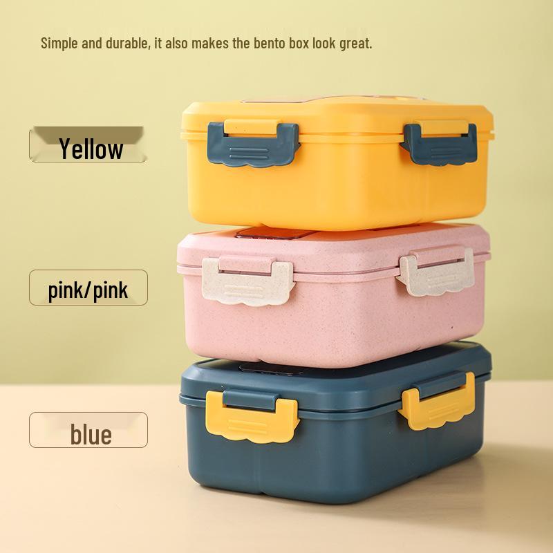 Wheat Straw Insulated Bento Lunch Box with Lid, Microwave-Safe, Fresh-Keeping Compartments