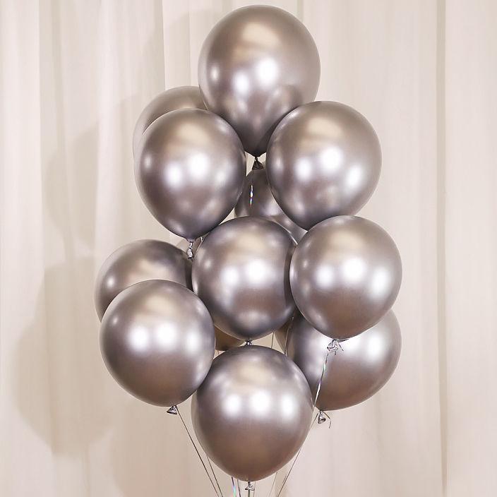 QAKGL 50 Pc Chrome Metal Color Party Decoration Balloons 12'' Latex Round Balloon Birthday Party Balloons Metallic