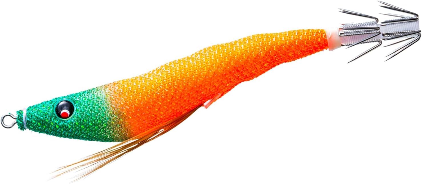 

D UEL Easy Slim Squid 80mm Luminous for Squid Metal Fishing Cloth-Wrapped Jig, (4g), Green-Orange,