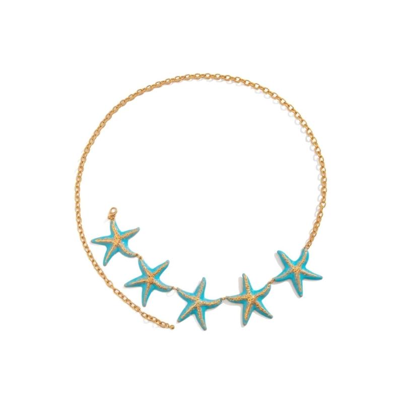 

Ocean Starfishes Design Waist Belt Bohemian Style Accessory Lightweight Durable Material Perfect For Summer Outfits зелений