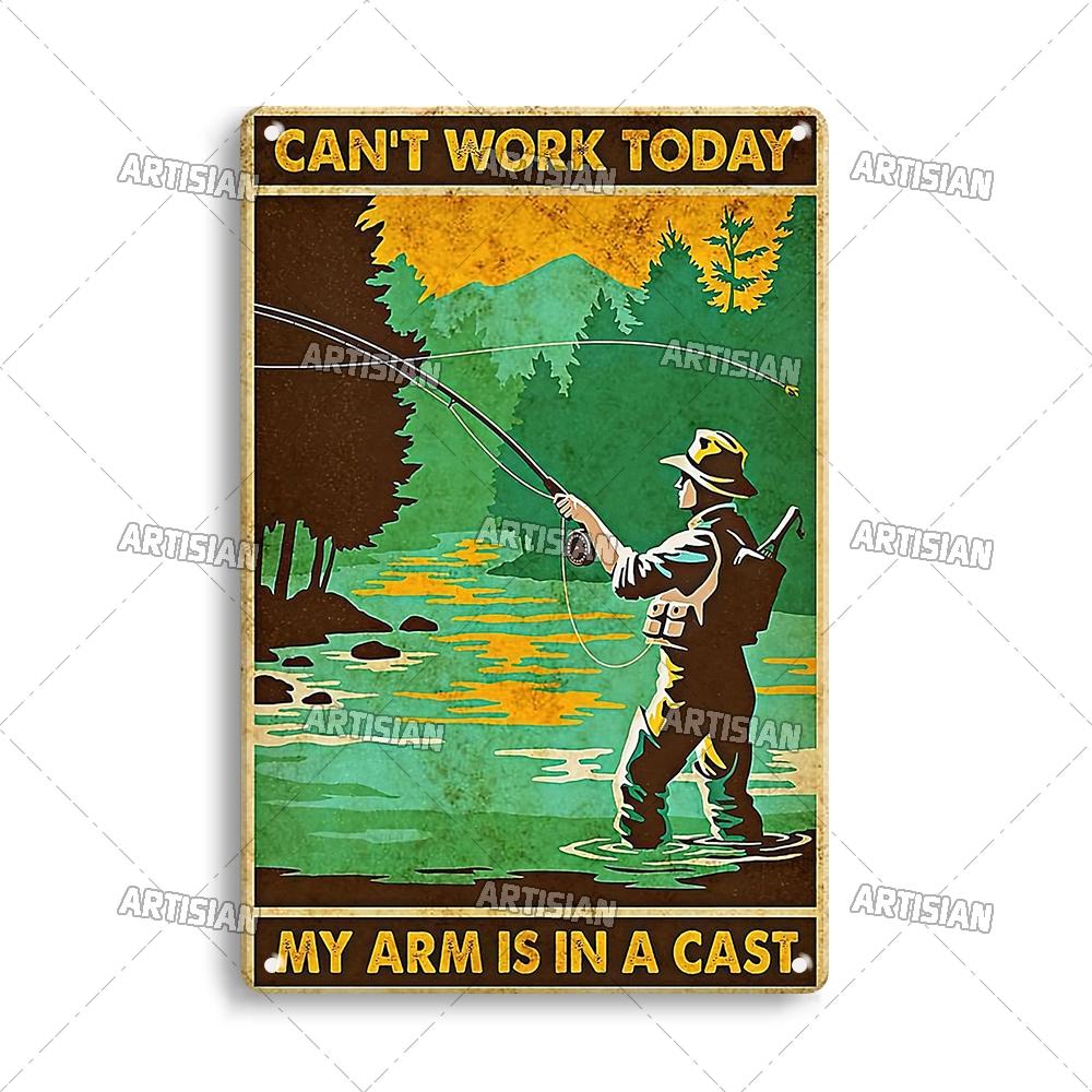 Artisian Fishing Metal Sign Sport Tin Plaque Lure Bait Decorative Poster Wall Decor Garage Bar Pub Club Hotel Cafe Kitchen Home