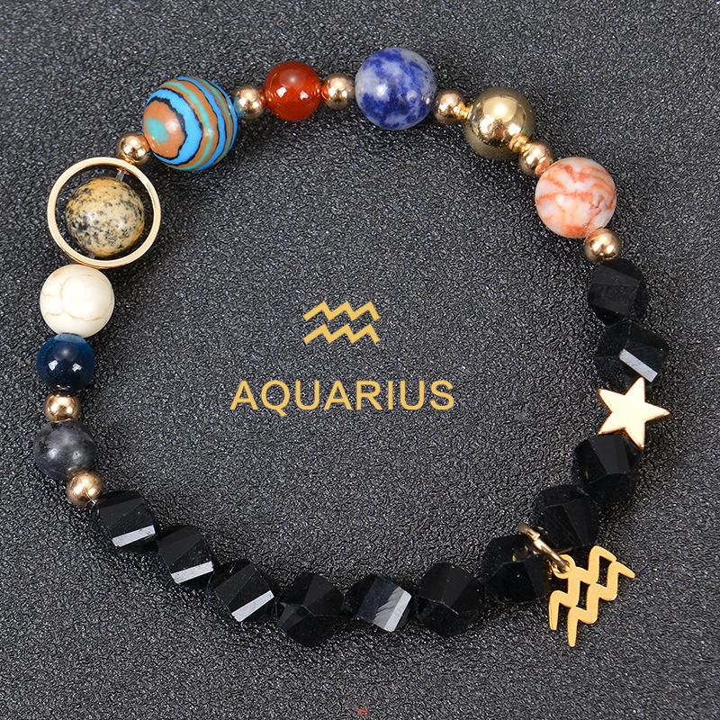 Eight major planets and twelve zodiac signs bracelet, frosted stone, bead bracelet, planets, Christmas gift, Stocking stuffers