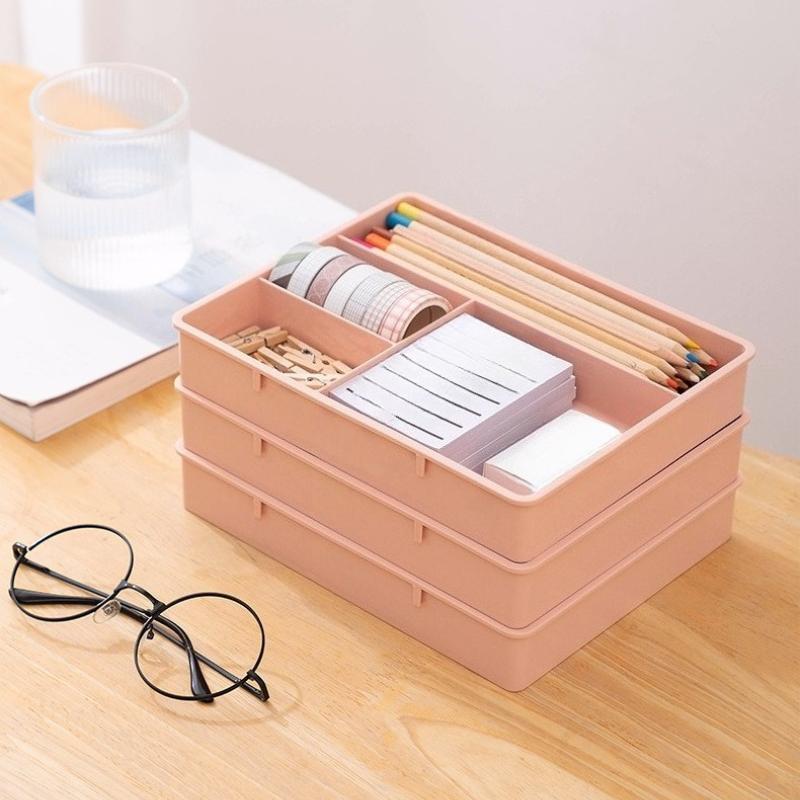 Desktop Drawer Organizer Storage Box with Divided Compartments Thickened Plastic for Stationery Makeup Office Desk Home Dorm