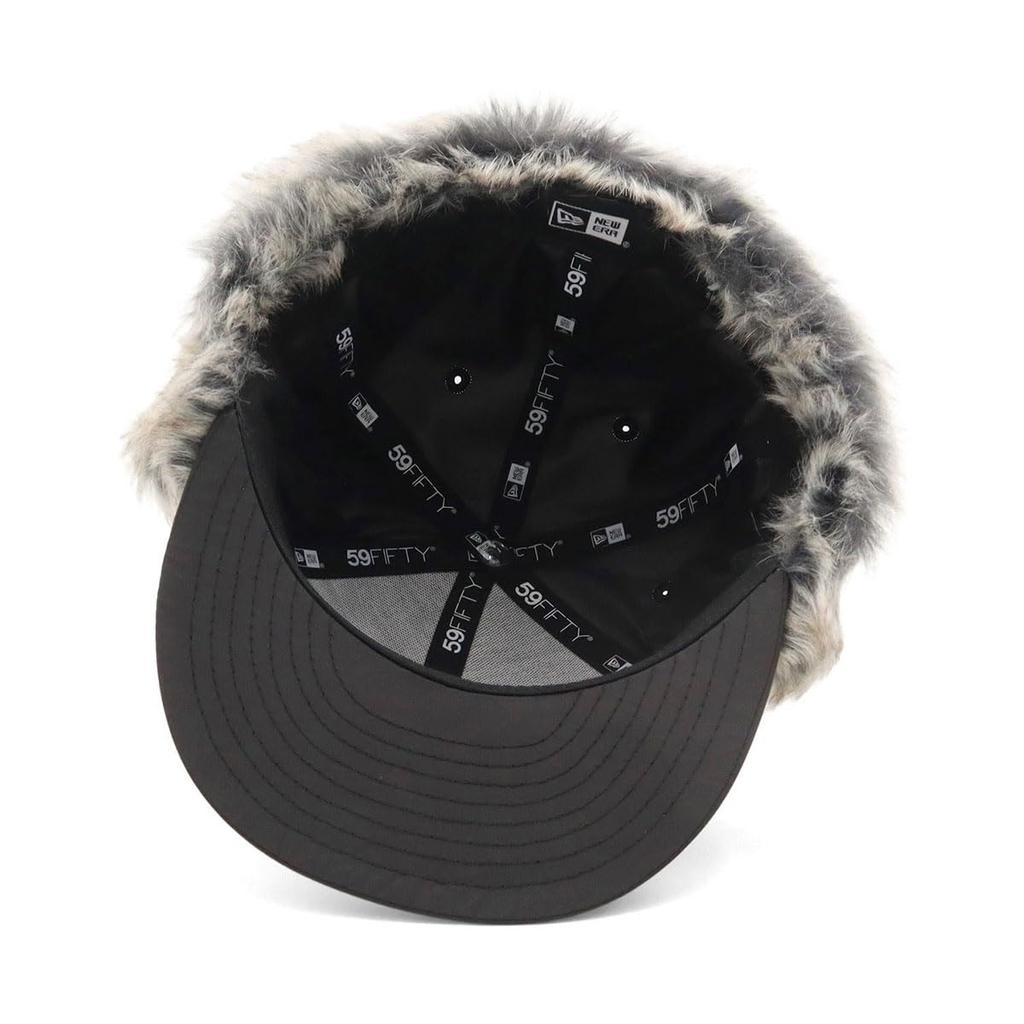 New Era 59FIFTY Flap Down Outdoor Solid Size 7 OD Water Repellent Fur Black Cap, Black, 3/8, 5950FD,