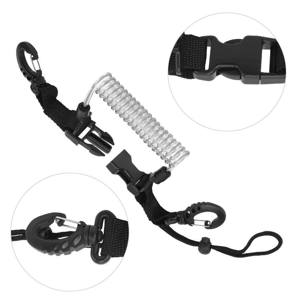 Steel Wire Camera Diving Waterproof Case Safe Quick Release Connection Hanging Buckle Spring Rope Anti Lost Strap(Black )