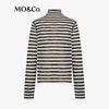 MO&Co. Striped Semi-High Collar Long Sleeve Sweater