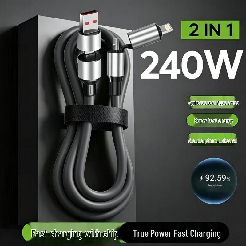 4-in-1 Fast Charging Cable for Apple, Type-C, Huawei, OPPO, Xiaomi, Honor, Car Chargers