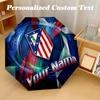 8 Rib Auto Folding Umbrella Atletico Madrid Print Custom Name Text Portable Rain Gear