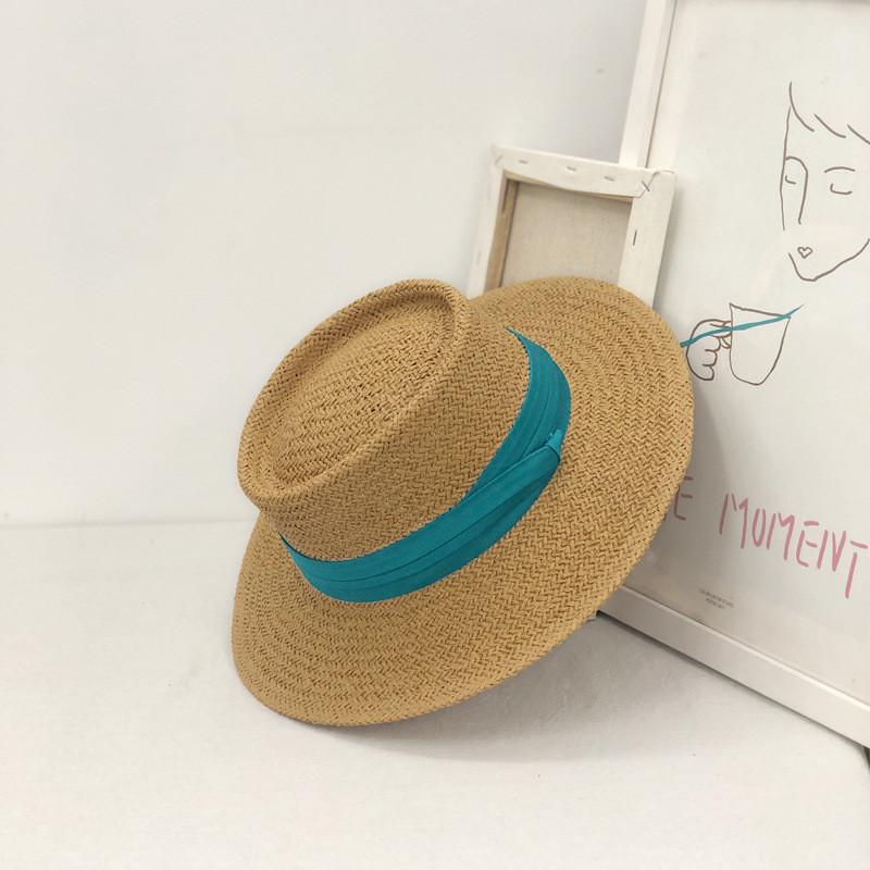 Модная пляжная шляпа в стиле Инс, солнцезащитная шляпа с плоскими полями в стиле ретро для женщин, регулируемая 55-60 см зелёный