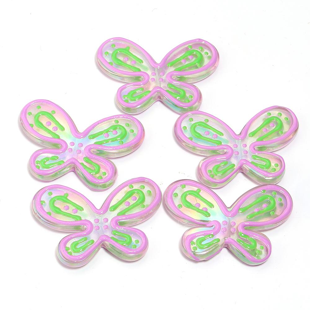 5pcs 46x32mm Butterfly Acrylic Beads Colorful Oil Dripping Loose Beads For Jewelry Making DIY Necklace Earrings Phone Key Chain