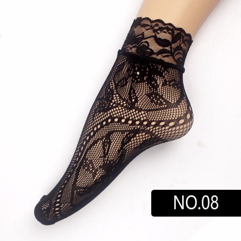 Chaussettes d'été en dentelle résille Perle Noire - Respirantes, Invisibles Grandes Tailles