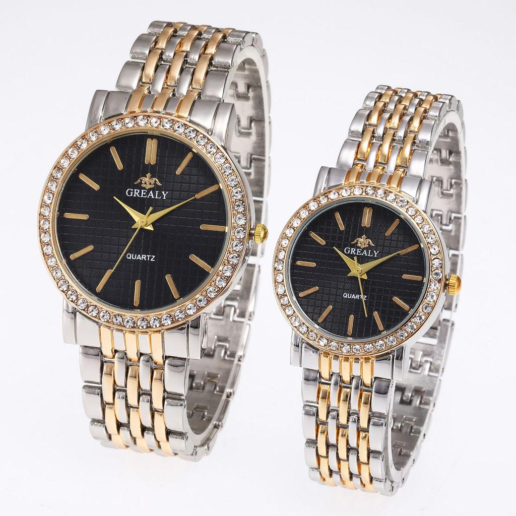 High-End Fashion Steel Band Diamond Inlaid Unisex Couple Quartz Watches