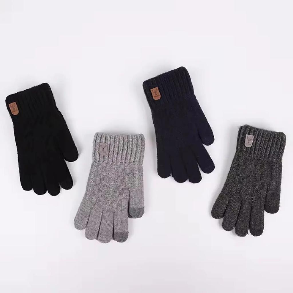 Neue Herren-Warmhandschuhe für den Winter, Touchscreen, plus Samt, verdickt, kältefest und warm, Wollstrickhandschuhe