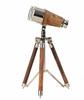 Chrome Brass Binocular Maritime Spyglass Pirate With Wooden Tripod Working State