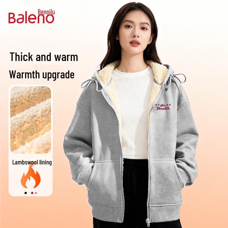 Baleno Women's Hooded Shearling Fleece-Lined Cardigan Jacket