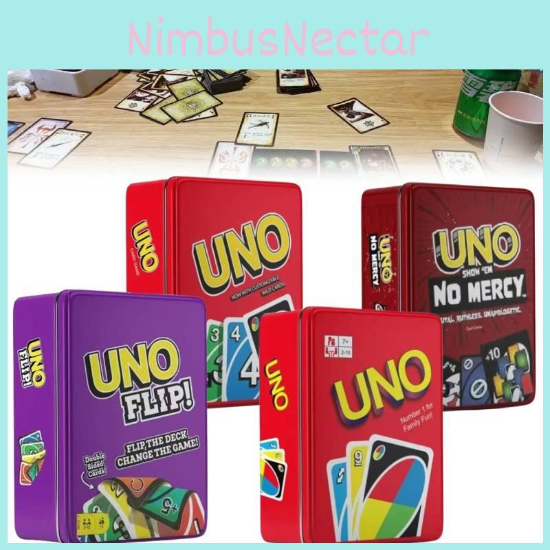Uno No Flip Mercy Card Board Game Toy Family Party Prop Kids Gifts Box Iron