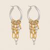 Xia Ling 18K Gold-Plated Tassel Pendant Earrings - European & American Fashion, Titanium Steel, Versatile High-End Style for Women.