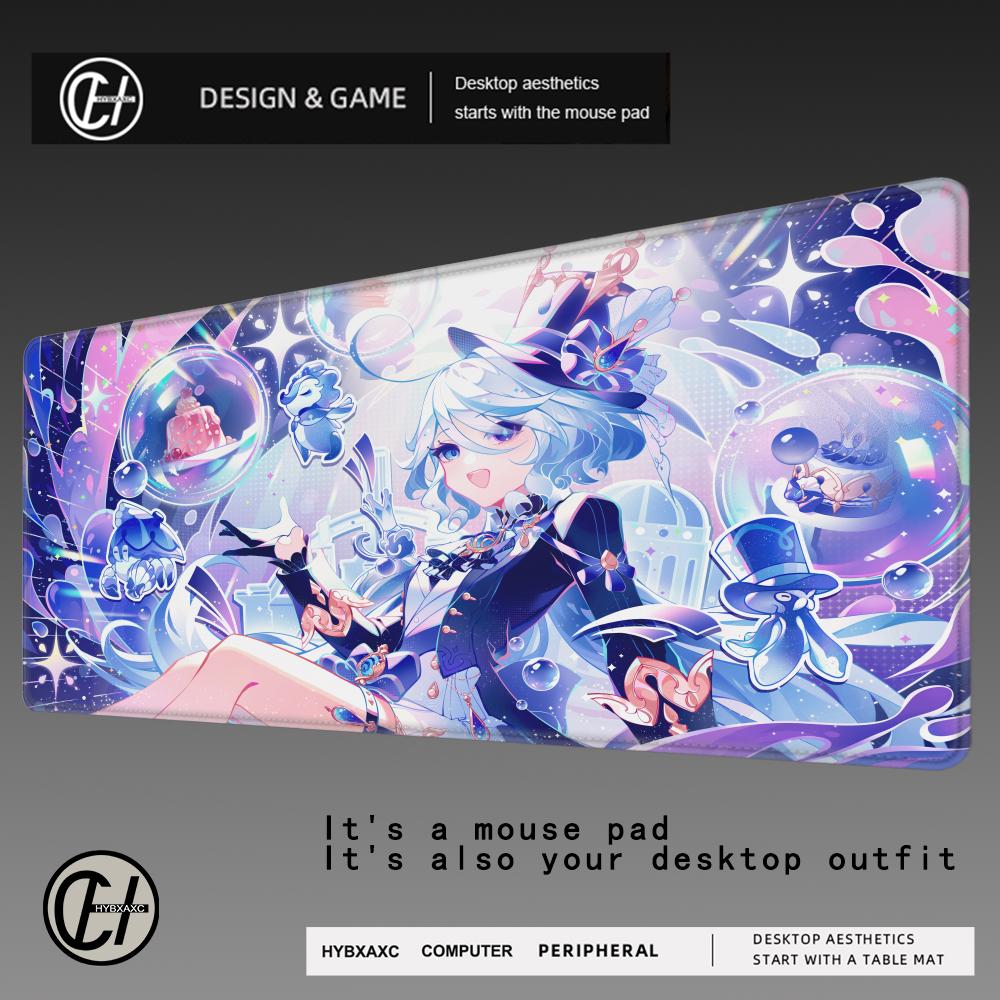 HYBXAXC Furina Focalors Mouse Pad Large Xxl Genshin Impact Mousepad Computer Keyboard Padding Anime Genshin Accessories Desk Mat