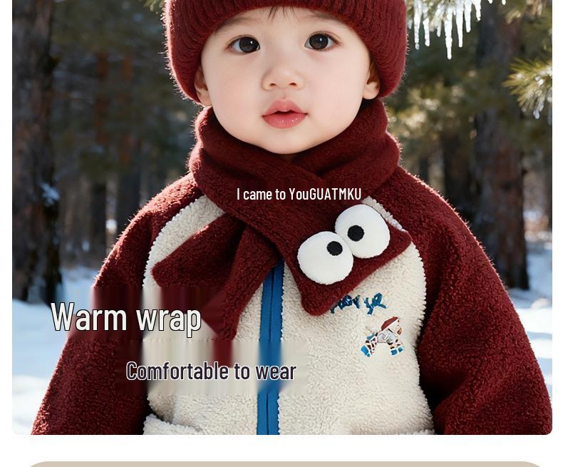 Children's Korean Style Cartoon Knit Hat - Thick, Warm, and Windproof for Boys and Girls.
