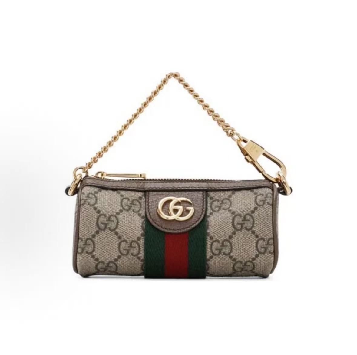 

Gucci Ophidia Old Flower Logo Striped Webbing Chain Canvas Leather Patchwork Handbag Tote Bag Pouch Regular Female Ebony Basic+Dust Bag ебеновий
