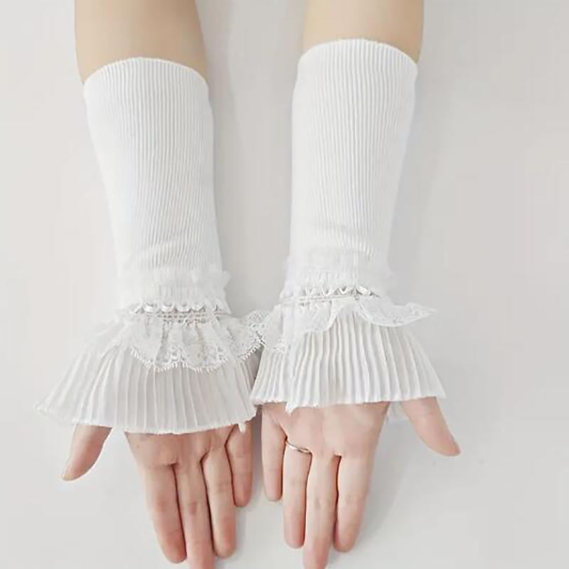 Femei Maneci lungi elastice din dantela de tricotat manșete de iarnă Confort cald mănuși moi Fete Lolita Manșete false Pulover Decor