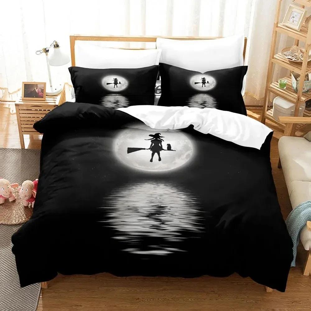 Witch's Moon Bedding Set Single Twin Full Queen King Size Aldult Boys Bedroom Duvet cover Sets Anime