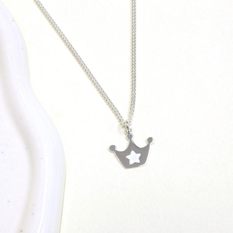 925 Silver Star Crown Child Lost Prevention Necklace