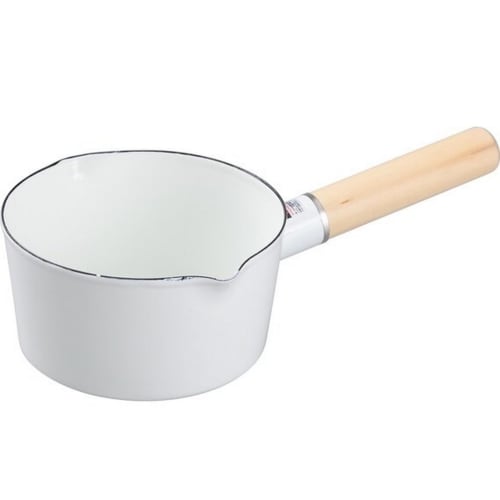 Nitori (NITORI) MOREISH Enamel Milk Pan, White, 15cm, IH/Gas Stovetop, 8942115