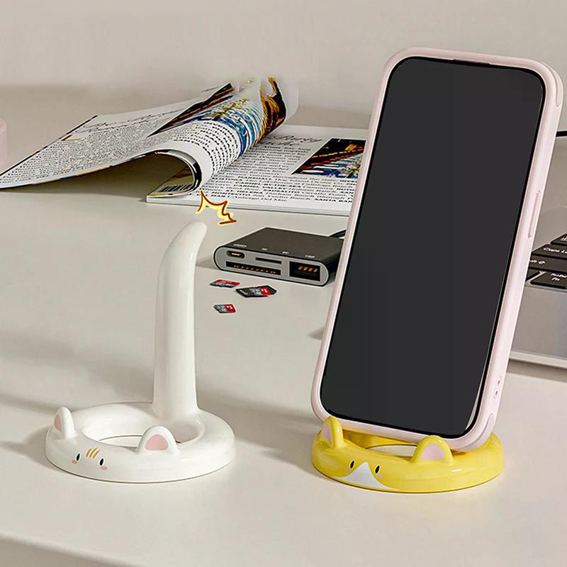 Sevimli ve Tatlı Çizgi Film Kedi Cep Telefonu Tutucu, Yaratıcı Masaüstü Mini Cep Telefonu Tutucu, Dekoratif Bir Süs Olarak Kullanılabilir