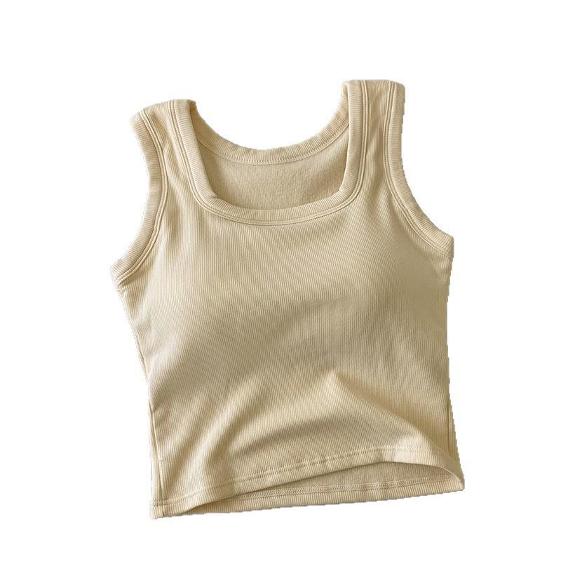 Women's Slim-Fit Brushed Fleece Thermal Vest with Chest Pads - Sleeveless Autumn/Winter Top
