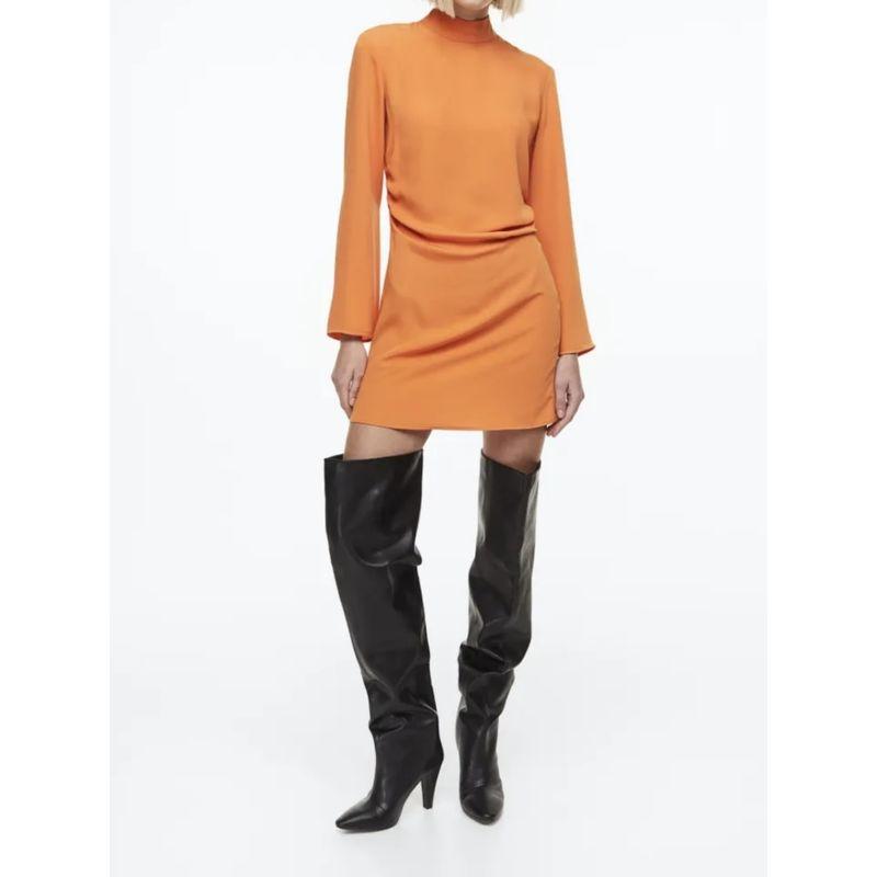 Export Single H Home Stand Collar Pleated Waist Tight Fashion Long Sleeve Spring New Arrival Minimalist French Work Clothing Ladies Dress