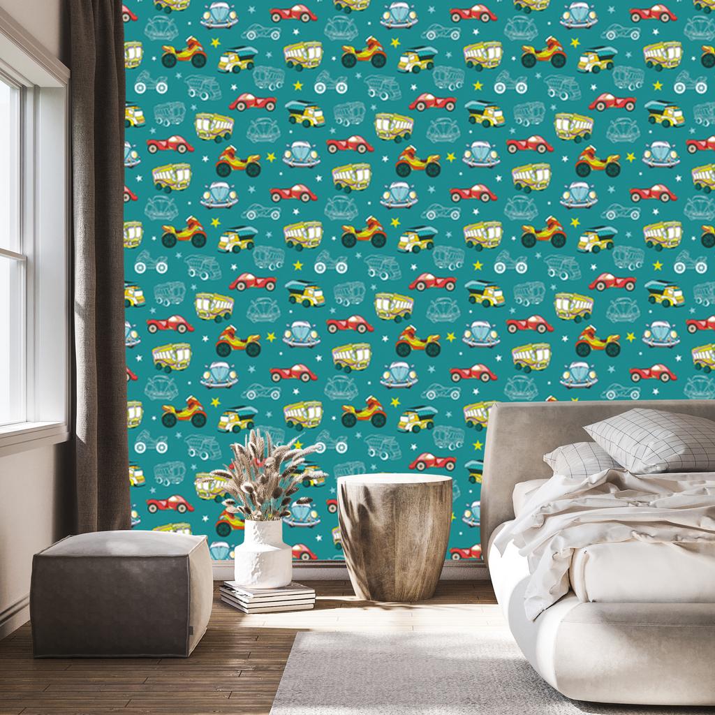 Colorful cars and motorcycles wallpaper for living room and bedroom 50x1000