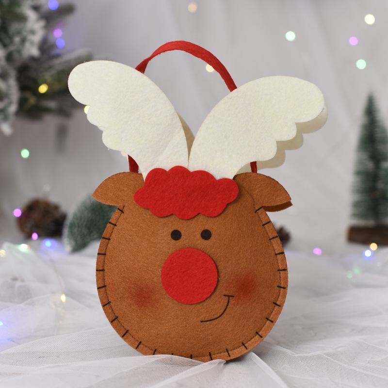 Christmas Creative English Apple Bag Cartoon Old Man Snowman Children's Gift Candy Bag Flannel Red Handbag