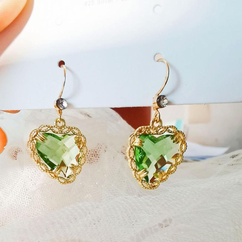 Premium Heart Rhinestone Multicolor Dangle Earring Long Zircon Heart Earrings for Wome N  Earings Fashion Jewelry