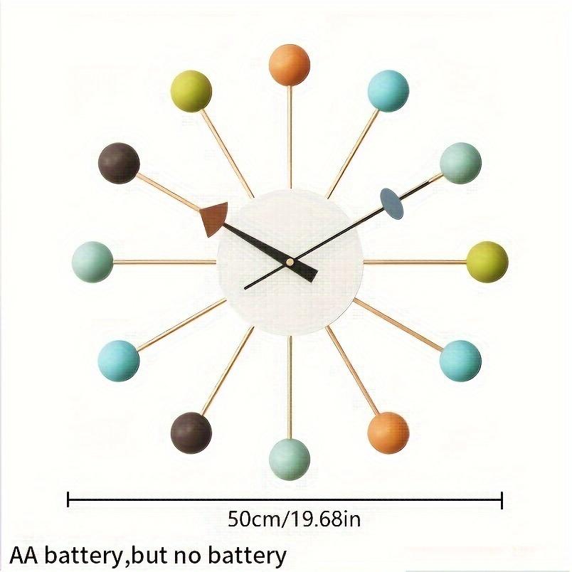 

1 шт. Современные красочные настенные часы-шар, Креативные бесшумные художественные деревянные декоративные часы для гостиной, Работают от батарейки АА (батарейка в комплект не входит) Colorful Wall Clock Diameter 50cm