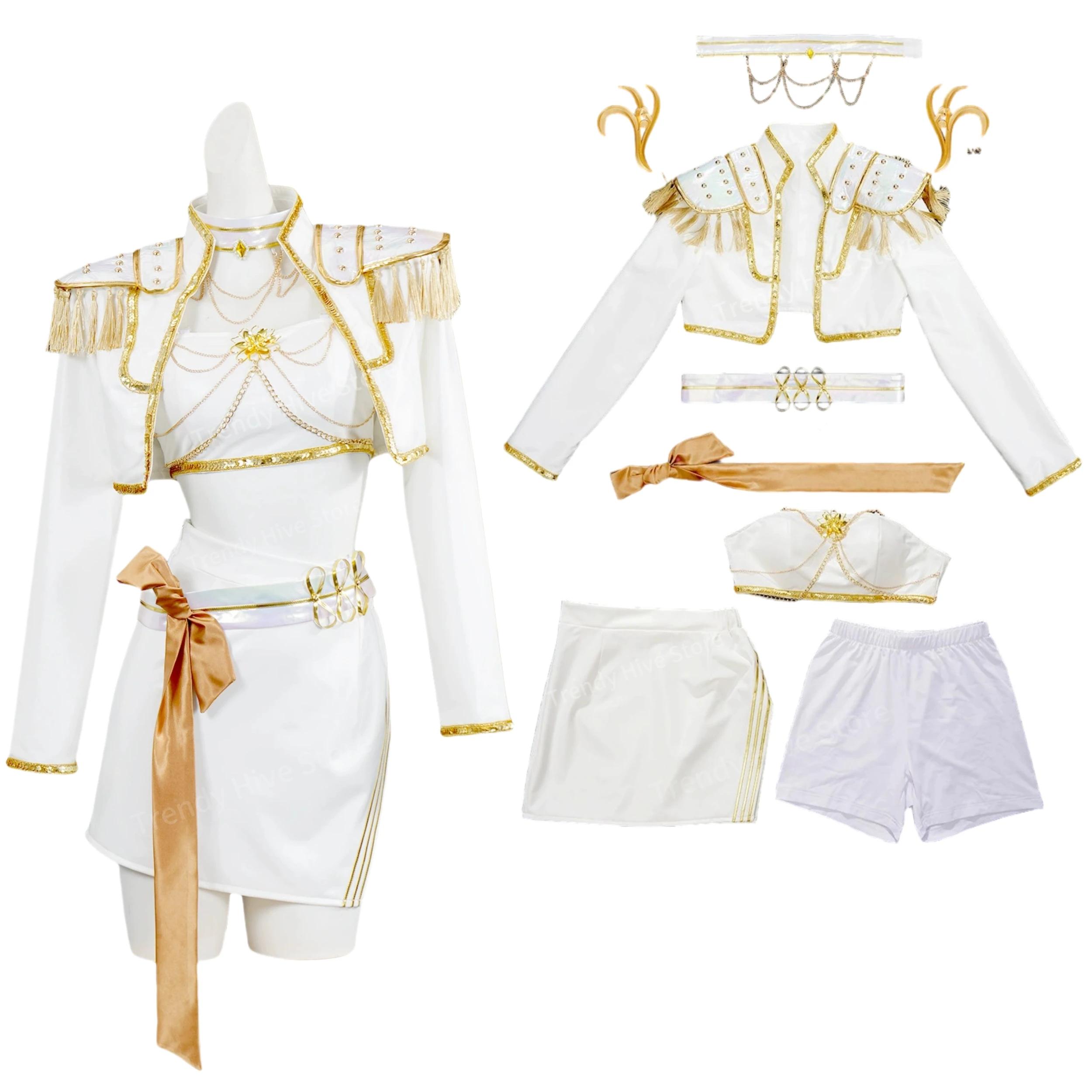 Rumi Mira Zoey Wit Zingend Pak Dames Halloween Carnaval Feest Rollenspel Outfit Halloween Carnaval Cosplay Kostuum 110