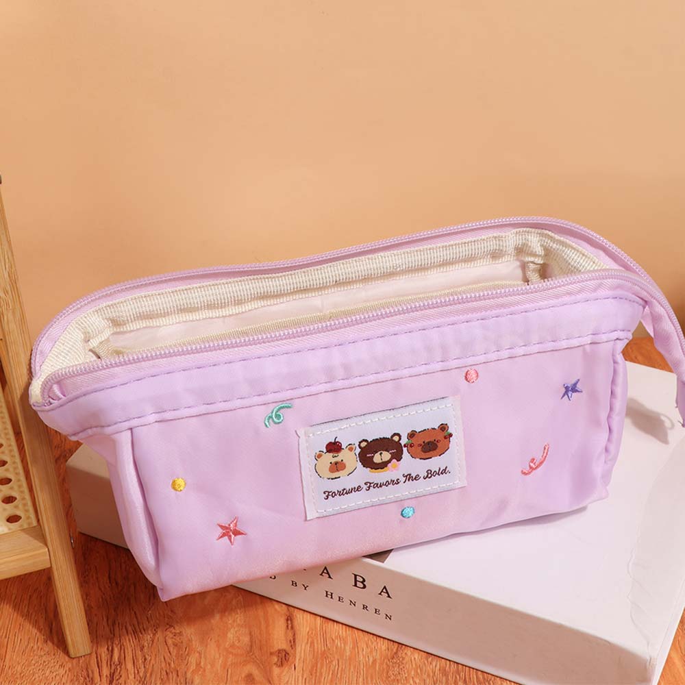 Large Capacity Stationery Bag Bear Pattern Pen Pencil Case Ins Fashion Kawaii Pencil Bag  Kids
